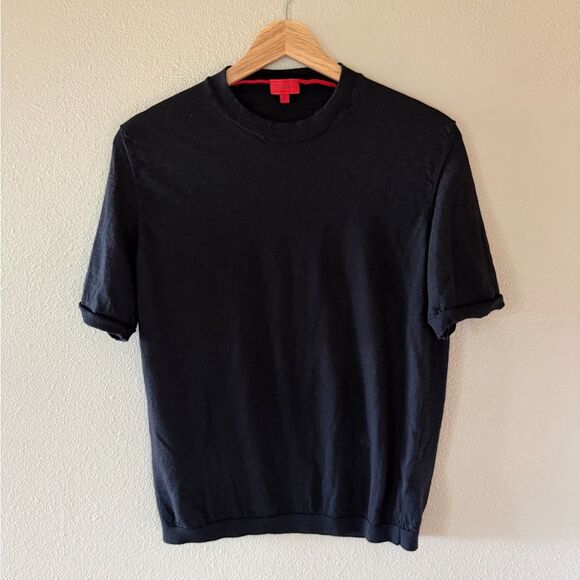 Isaia Wool Silk Cashmere Blend Classic Black Short Sleeve Tee T-Shirt Men Size M - Picture 1 of 11